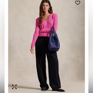 Polo Ralph Lauren Cable Knit Cashmere Vneck Sweater Old Money Luxe Tennis Preppy